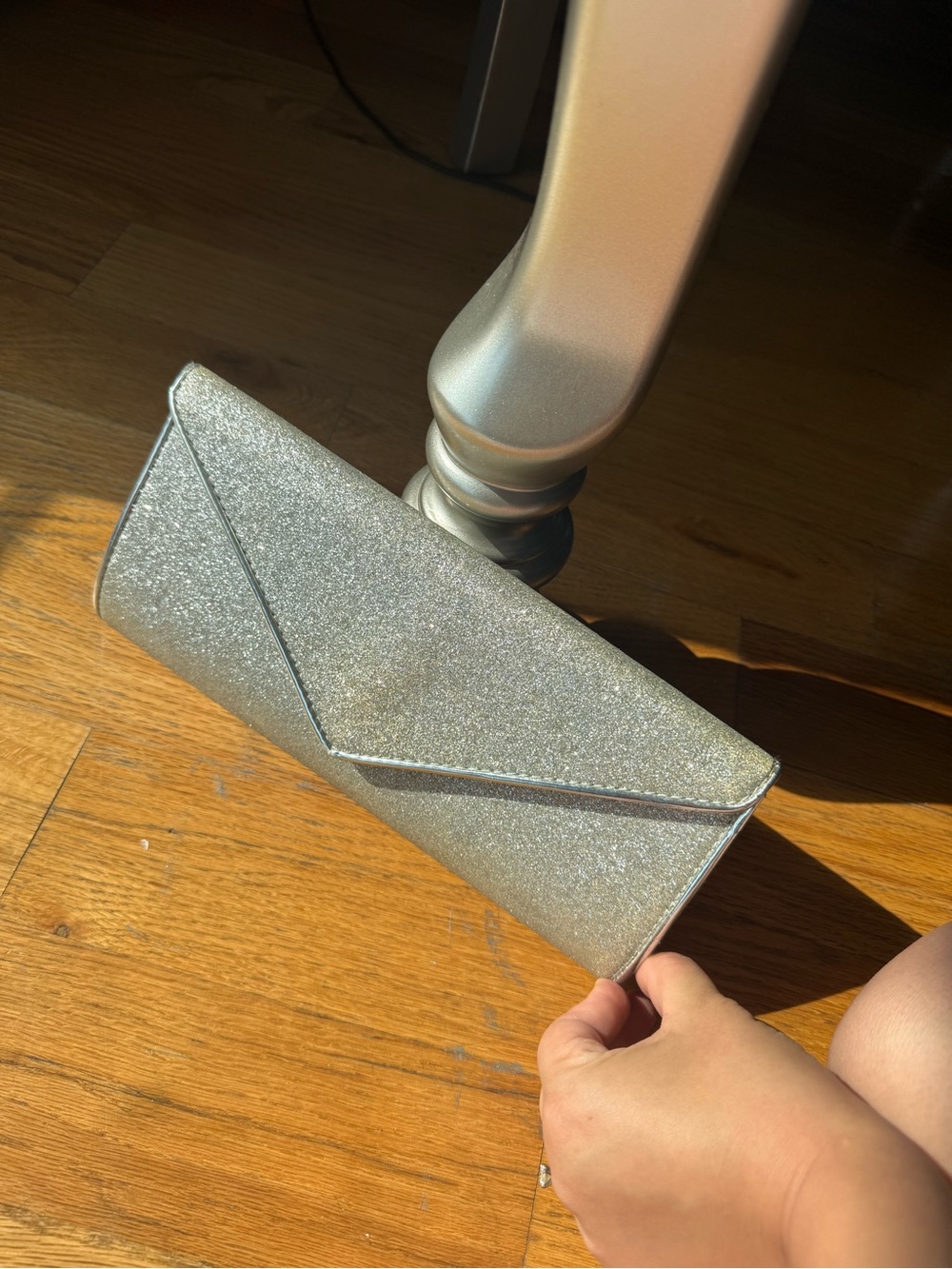 Payless Silver Glitter Envelope Clutch